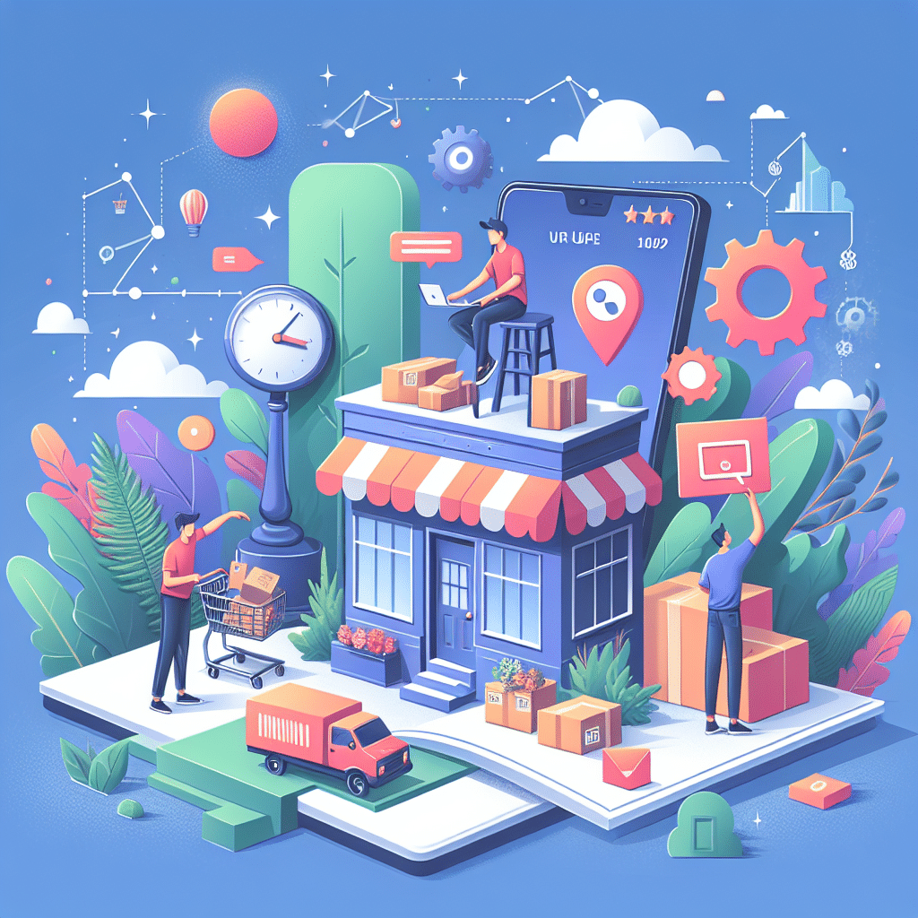 Illustration passend zum Thema "E-Commerce-Shop Erstellung leicht gemacht: Der ultimative Leitfaden für kleine Unternehmen", ideal für die Zielgruppe "Kleine Unternehmen, Startups, E-Commerce-Unternehmen".